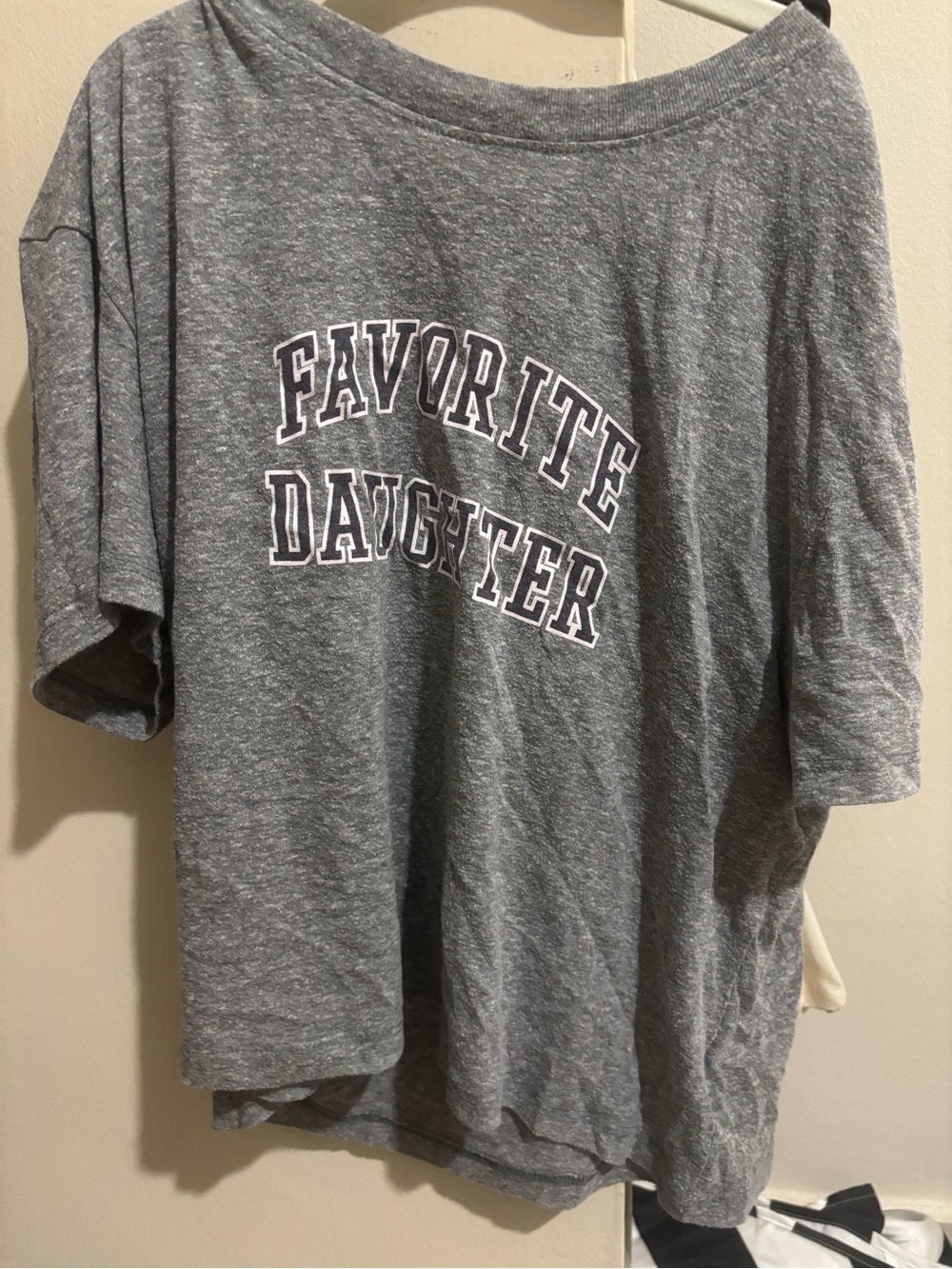 Favorite Daughter Gray Graphic Tee with White and Purple Lettering